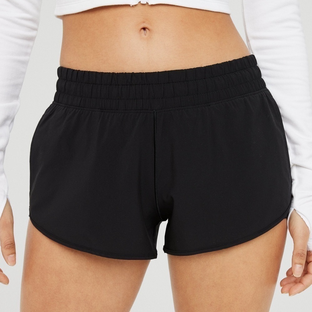 Offline by Aerie Hot Stuff Double Layered Running Shorts Black